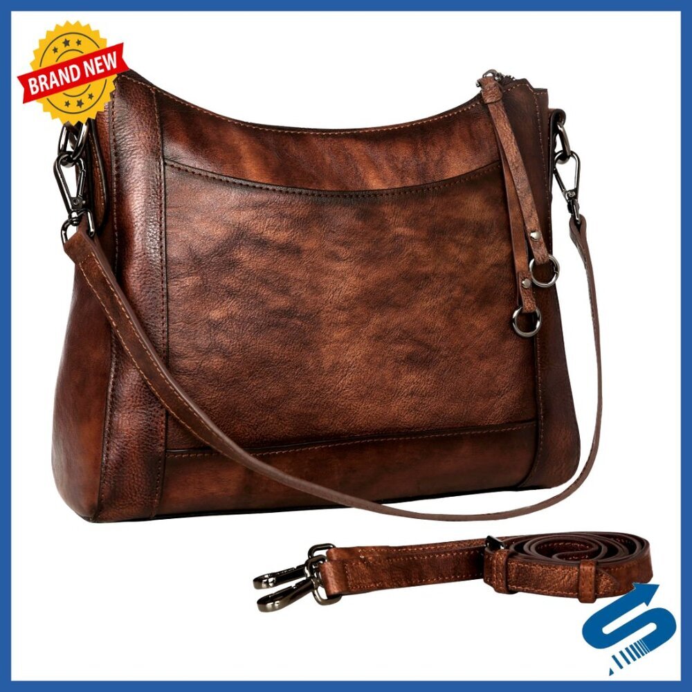 Medium Genuine Leather Hobo Satchel Crossbody Shoulder Bag Adjustable Straps